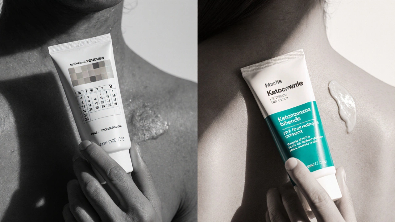 Side‑by‑side of OTC cream with slow healing versus ketoconazole cream with quick relief.