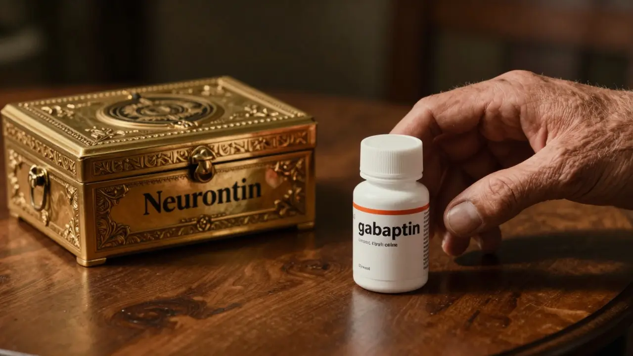 Comparison between a luxury brand medicine box and a simple generic pill bottle on a table